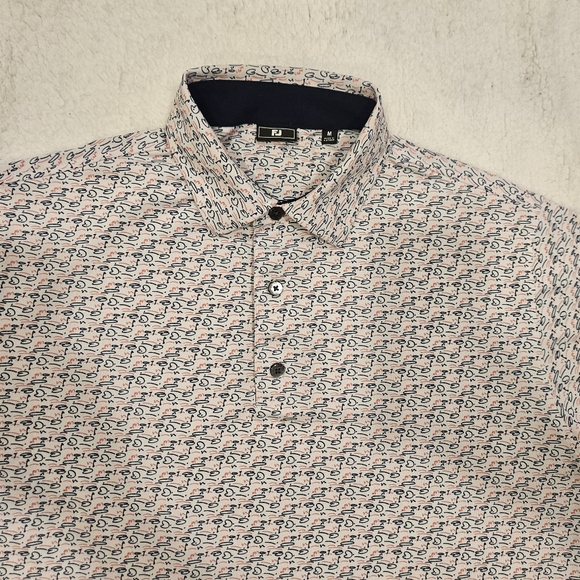 FootJoy Men's Golf Course Doodle Stretch Pique Self Collar-White Size M - Picture 5 of 9